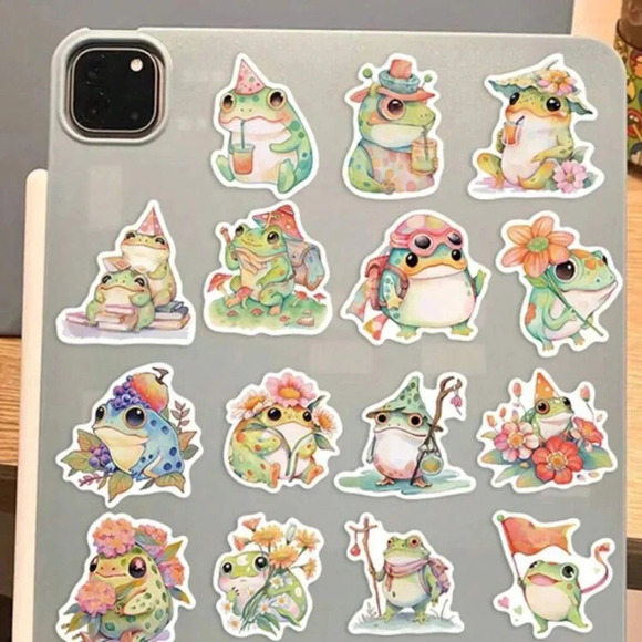 50 multicolor frog mushroom vinyl stickers laptop mug luggage scrapbook decor - Picture 5 of 6